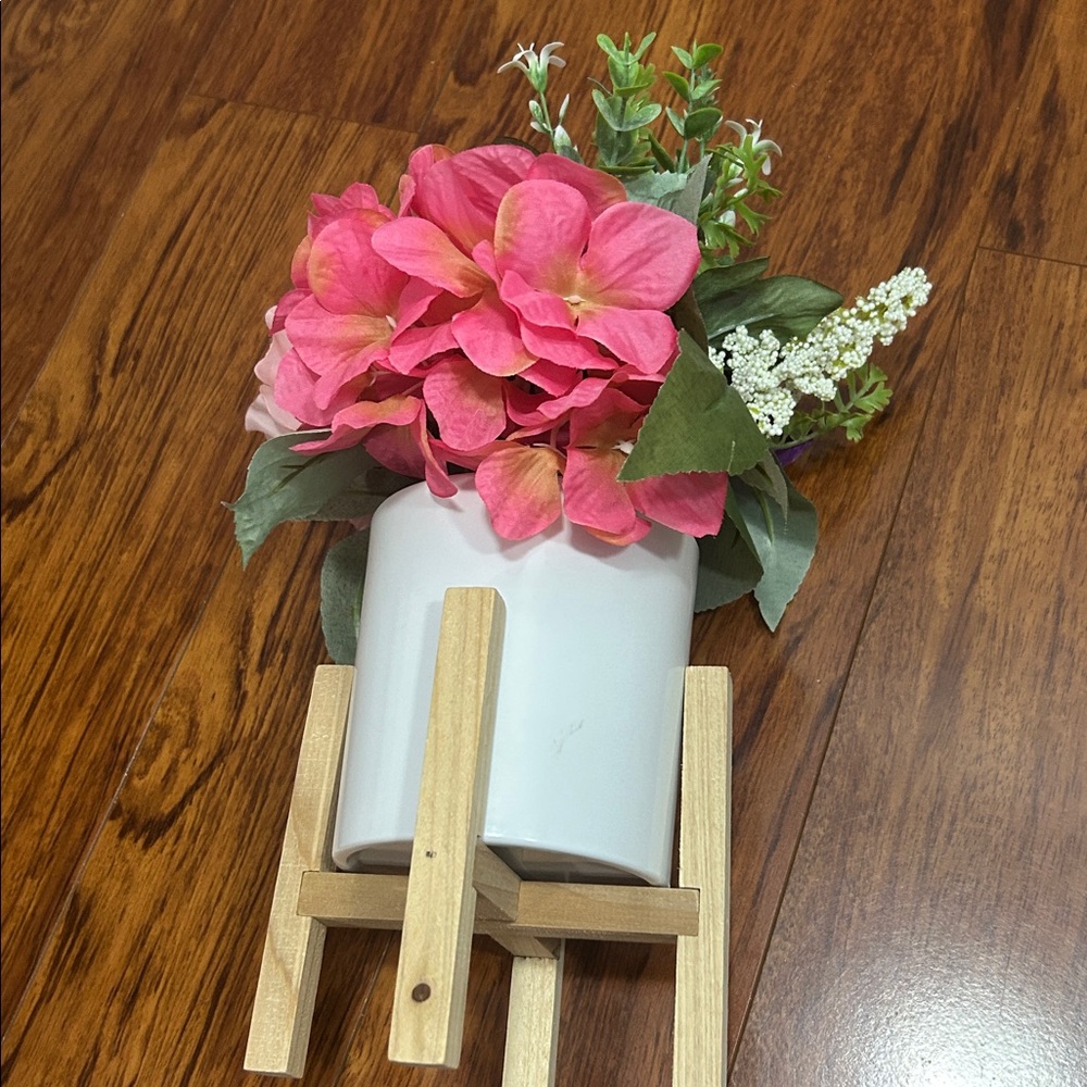 Purple Artificial Flower Arrangement in Modern Pot - Picture 4 of 5